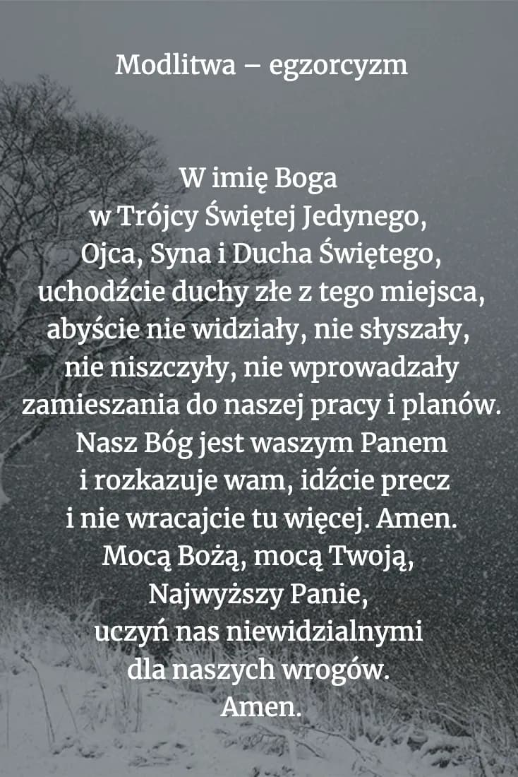 Modlitwa egzorcyzm o odrzucenie wszystkiego co szkodzi i blokuje negatywne siły